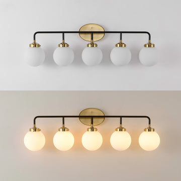 Caleb Brass Vanity Wall Sconce Frosted